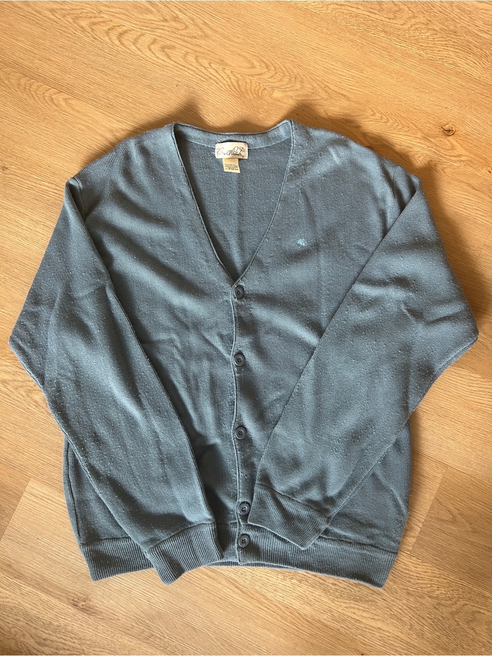 Vintage Arnold Palmer V-Neck Button Cardigan Sweater - Slate Blue